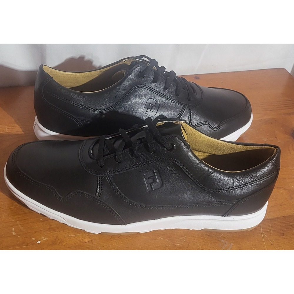 NEW FootJoy Men's Black Leather Spikeless Lace Up Golf Shoes #54515 Size 11 M